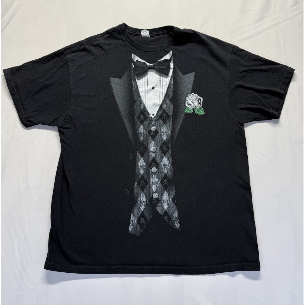 Delta Pro Weight Tuxedo‎ Graphic T-Shirt Mens Medium Black Novelty Tee